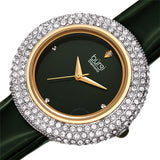 Burgi Diamond Crystal Green Dial Green Leather Ladies Watch BUR199GN - The Watches Men & Co #2