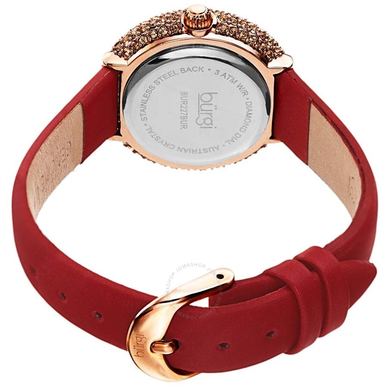 Burgi Diamond Red Dial Red Satin Ladies Watch BUR227BUR - The Watches Men & Co #4