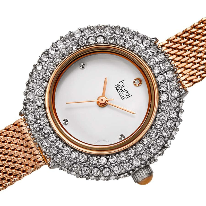 Burgi Diamond Silver Dial Ladies Watch BUR236RG - The Watches Men & Co #2