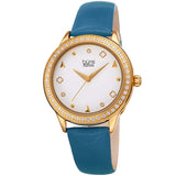 Burgi Diamond White Dial Blue Leather Ladies Watch BUR221BU - The Watches Men & Co