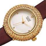 Burgi Diamond White Dial Brown Satin Ladies Watch BUR227BR - The Watches Men & Co #2