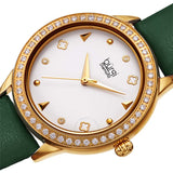 Burgi Diamond White Dial Green Leather Ladies Watch BUR221GN - The Watches Men & Co #2