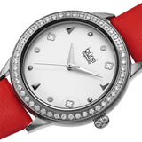 Burgi Diamond White Dial Red Leather Ladies Watch BUR221RD - The Watches Men & Co #2