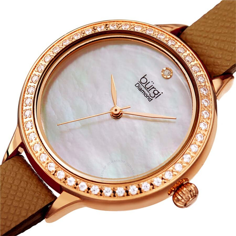 Burgi Diamond White Mother of Pearl Dial Ladies Watch BUR224BR - The Watches Men & Co #2