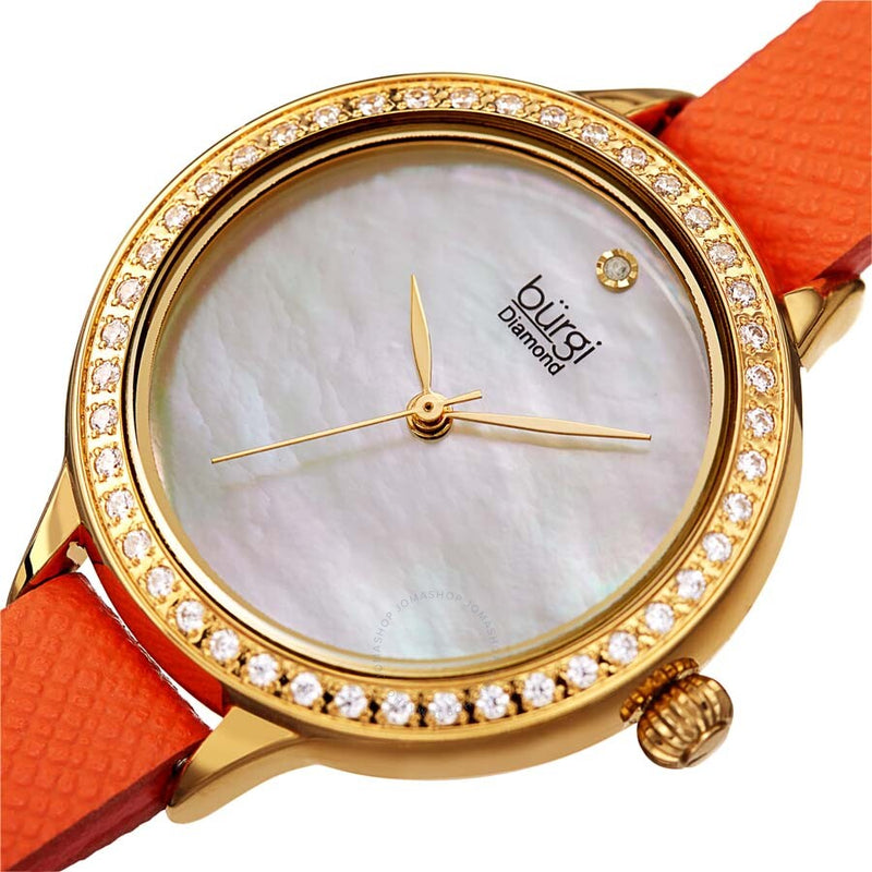 Burgi Diamond White Mother of Pearl Dial Ladies Watch BUR224OR - The Watches Men & Co #2