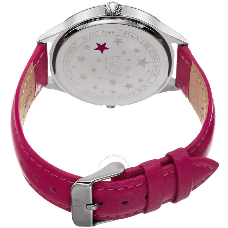 Burgi Dual Time Quartz Crystal White Dial Ladies Watch BUR184PK - The Watches Men & Co #4