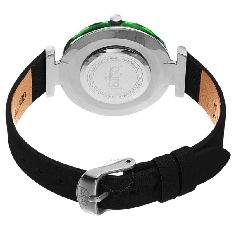 Burgi Faceted Crystal Bezel Diamond Black Dial Ladies Watch BUR252GN - The Watches Men & Co #4
