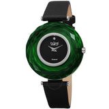 Burgi Faceted Crystal Bezel Diamond Black Dial Ladies Watch BUR252GN - The Watches Men & Co