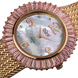 Burgi Faceted Crystal Bezel Mother of Pearl Dial Ladies Watch BUR076PK - The Watches Men & Co #2