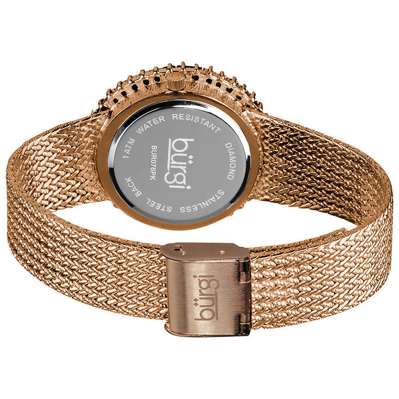 Burgi Faceted Crystal Bezel Mother of Pearl Dial Ladies Watch BUR076PK - The Watches Men & Co #3