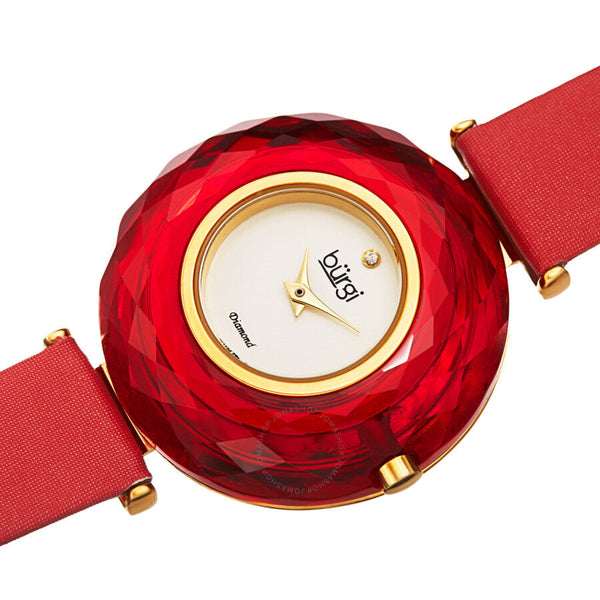 Burgi Faceted Crystal Bezel Quartz Diamond Ladies Watch BUR252RD - The Watches Men & Co #2