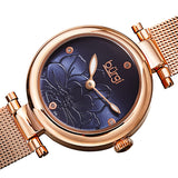 Burgi Flower Marker Quartz Diamond Blue Dial Ladies Watch BUR260RGBU - The Watches Men & Co #2