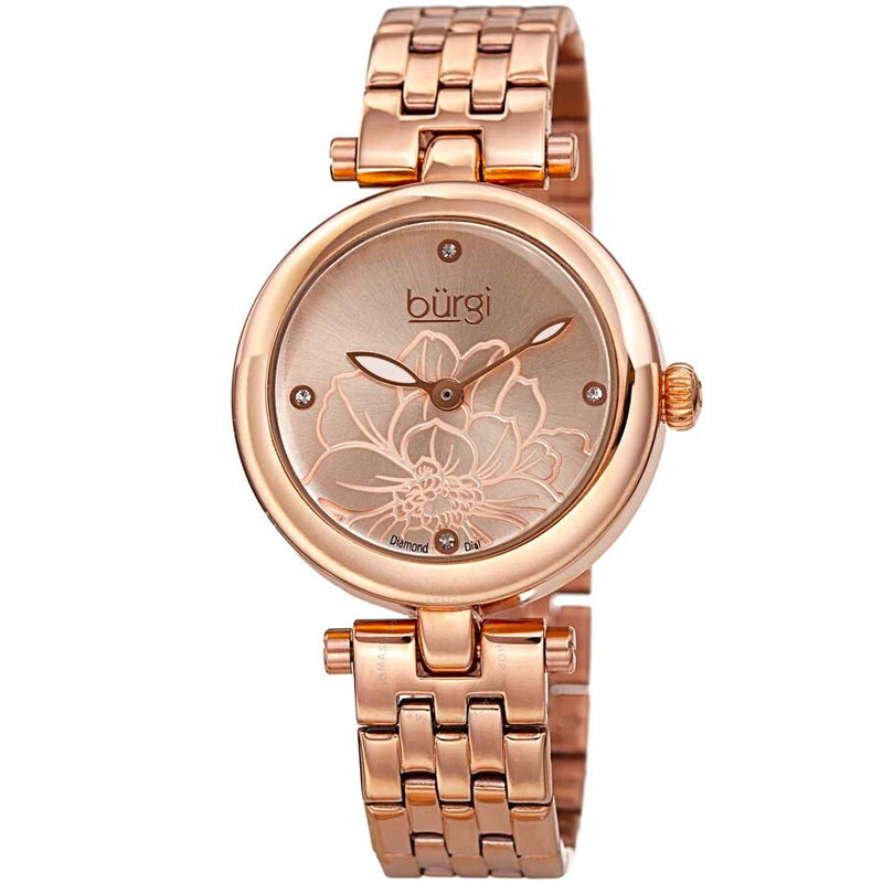 Burgi Flower Marker Quartz Diamond Ladies Watch BUR223RG - The Watches Men & Co