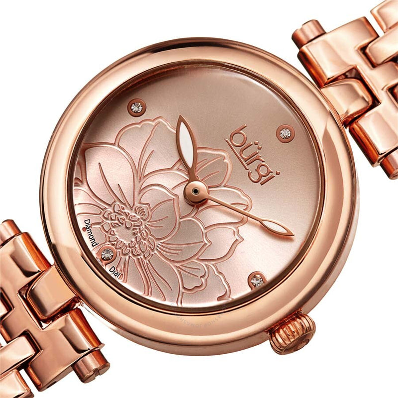 Burgi Flower Marker Quartz Diamond Ladies Watch BUR223RG - The Watches Men & Co #2