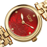 Burgi Flower Marker Quartz Diamond Red Dial Ladies Watch BUR223YGR - The Watches Men & Co #2