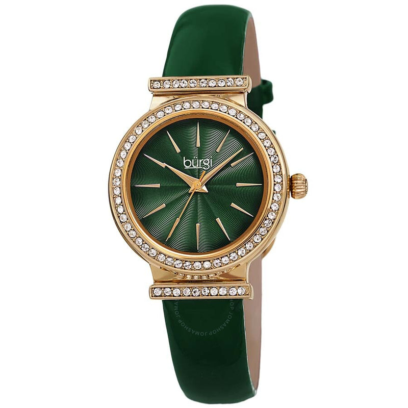 Burgi Green Dial Green Leather Ladies Watch BUR230GN - The Watches Men & Co