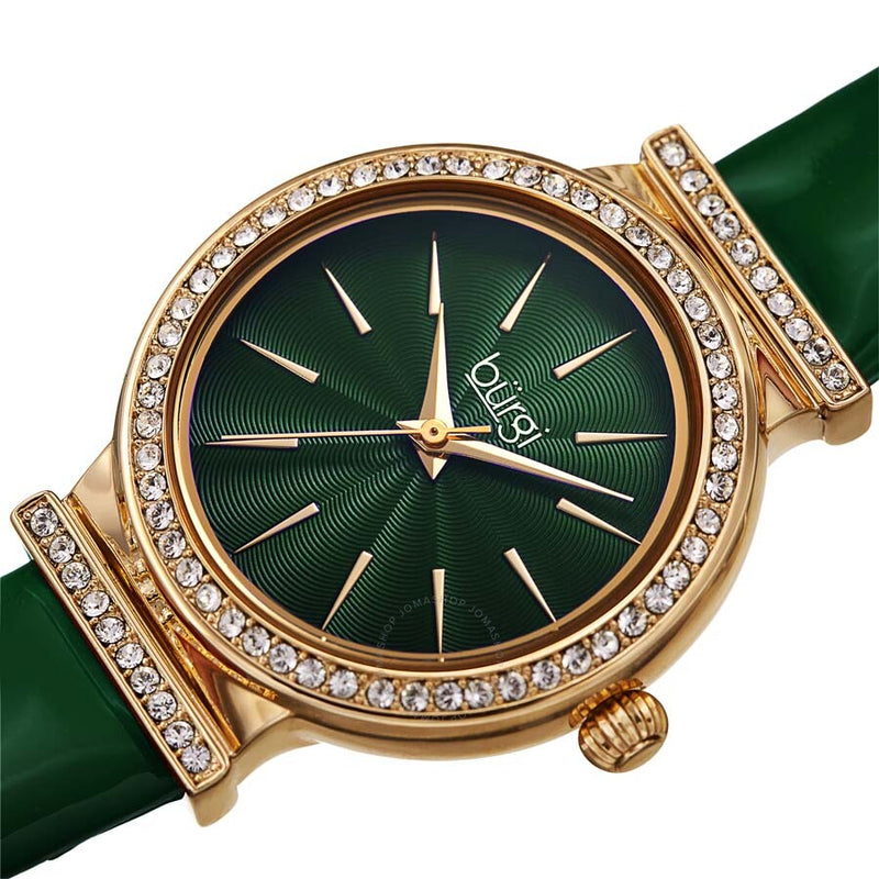 Burgi Green Dial Green Leather Ladies Watch BUR230GN - The Watches Men & Co #2