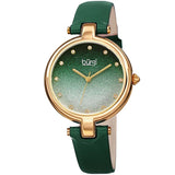 Burgi Green Ombre Swarovski Crystal Dial Green Leather Ladies Watch - The Watches Men & Co