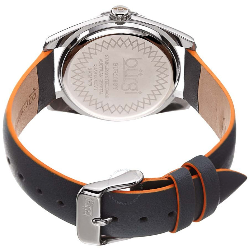 Burgi Grey Dial Grey Leather Ladies Watch BUR206GY - The Watches Men & Co #4