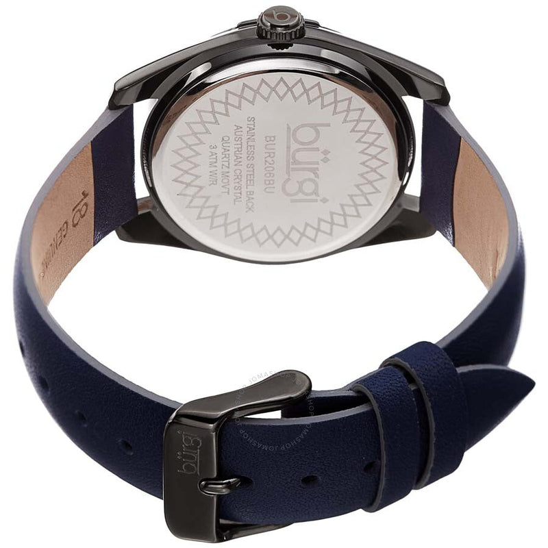 Burgi Gunmetal Grey Dials Blue Leather Ladies Watch BUR206BU - The Watches Men & Co #4