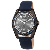 Burgi Gunmetal Grey Dials Blue Leather Ladies Watch BUR206BU - The Watches Men & Co