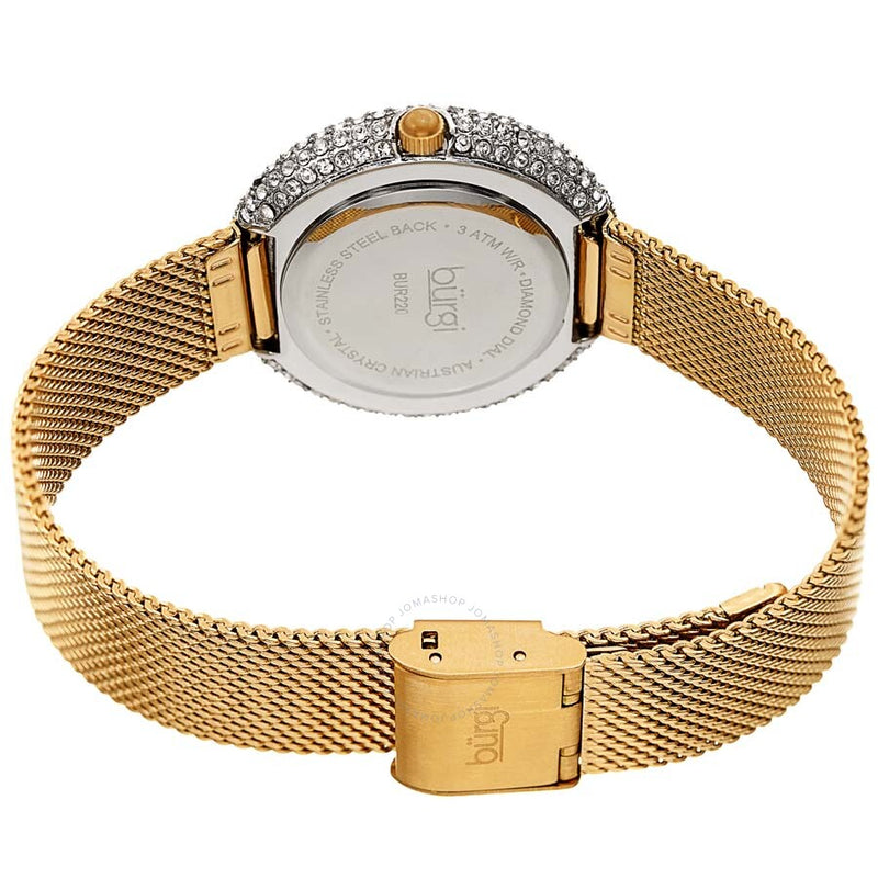 Burgi Ladies Argyle Dial Swarovski Crystal Glamor Mesh Bracelet Watch - The Watches Men & Co #4