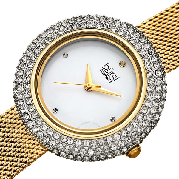 Burgi Ladies Argyle Dial Swarovski Crystal Glamor Mesh Bracelet Watch - The Watches Men & Co #2