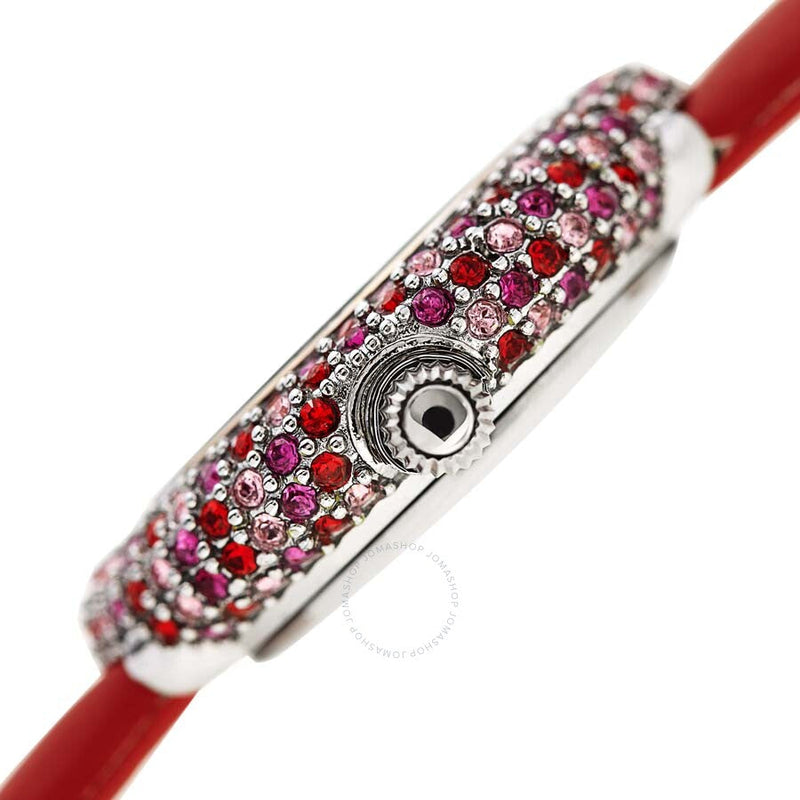 Burgi Ladies Diamond Colored Swarovski Crystal Sparkling Bezel Leather Strap Watch - The Watches Men & Co #3