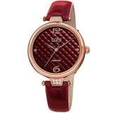 Burgi Ladies Engraved Argyle Diamond Dial Genuine Leather Strap Watch - The Watches Men & Co
