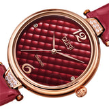 Burgi Ladies Engraved Argyle Diamond Dial Genuine Leather Strap Watch - The Watches Men & Co #2