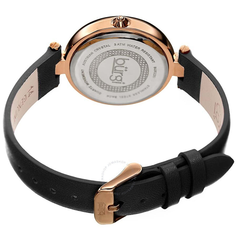 Burgi Ladies Glitter Ombre Swarovski Crystal Dial Black Leather Strap Watch - The Watches Men & Co #4