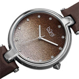 Burgi Ladies Glitter Ombre Swarovski Crystal Dial Genuine Leather Strap Watch - The Watches Men & Co #2