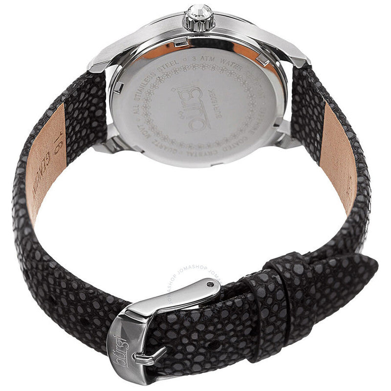 Burgi Mother Of Pearl Dial Ladies Black Polka Dot Leather Watch BUR160BK - The Watches Men & Co #3