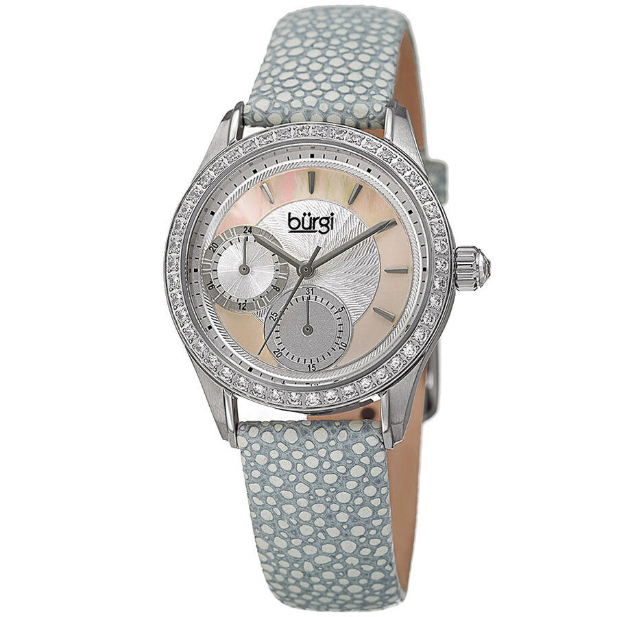 Burgi Mother Of Pearl Dial Ladies Grey Polka Dot Watch BUR160GY - The Watches Men & Co