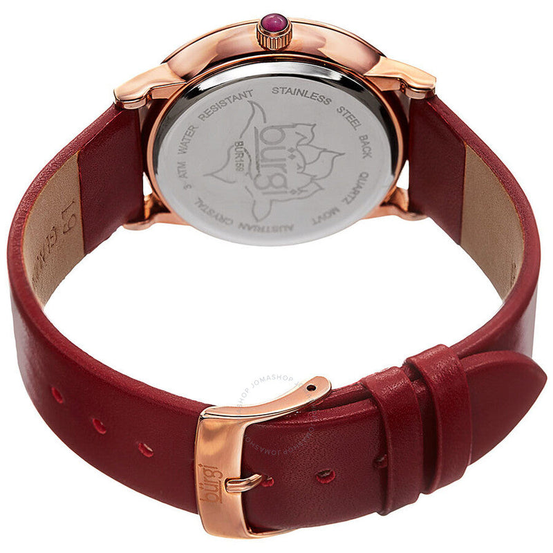 Burgi Mother of Pearl Dial Red Leather Ladies Watch BUR159RD - The Watches Men & Co #3