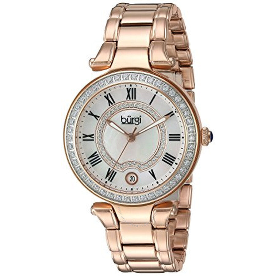 Burgi Mother of Pearl Dial Rose Gold-tone Ladies Watch BUR165RG - The Watches Men & Co