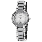 Burgi Mother of Pearl Dial Silver-tone Ceramic and Stainless Steel Ladies Watch BUR072SL - The Watches Men & Co