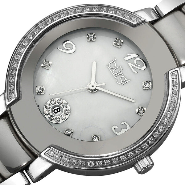 Burgi Mother of Pearl Dial Silver-tone Ceramic and Stainless Steel Ladies Watch BUR072SL - The Watches Men & Co #2