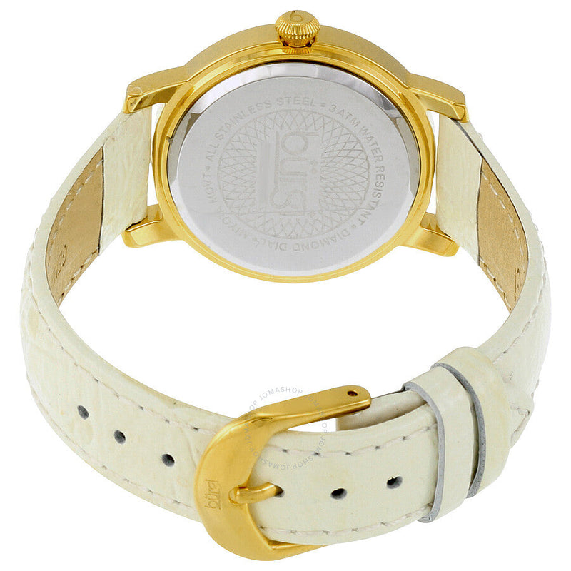 Burgi Mother of Pearl Pattern Dial White Leather Ladies Watch BUR096YGW - The Watches Men & Co #3