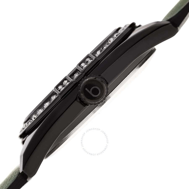 Burgi Olive Green Dial Black Leather Ladies Watch BUR206GN - The Watches Men & Co #3