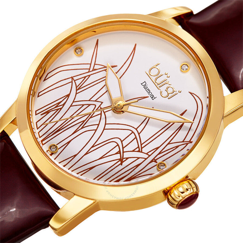 Burgi Pattern Quartz Diamond White Dial Ladies Watch BUR173BUR - The Watches Men & Co #2