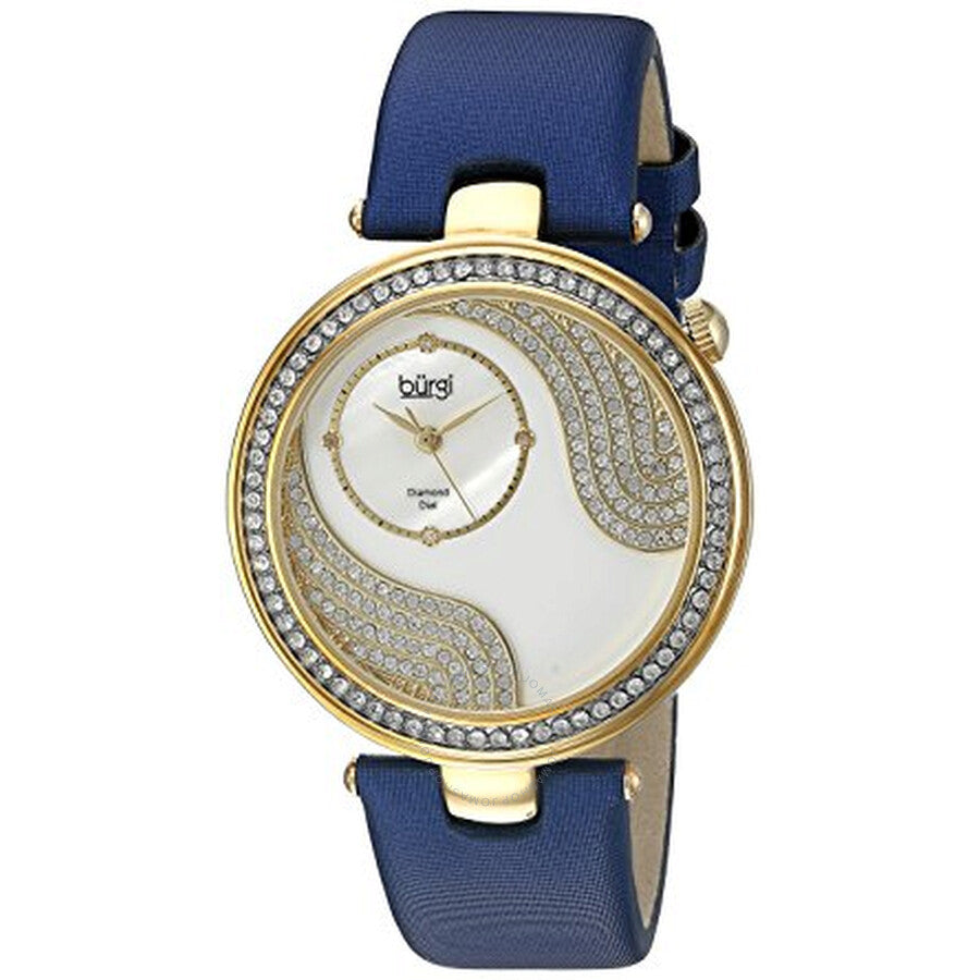 Burgi Pave Design Crystal Mother of Pearl Dial Ladies Watch BUR155BU - The Watches Men & Co