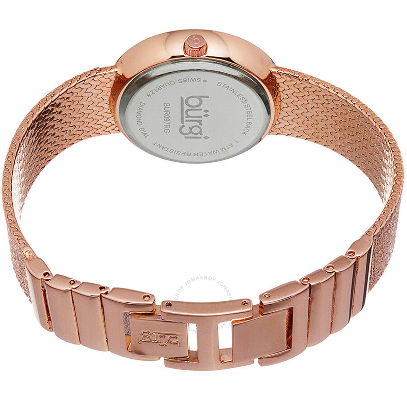 Burgi Pink Mother of Pearl Diamond Dial Ladies Watch BUR097RG - The Watches Men & Co #3