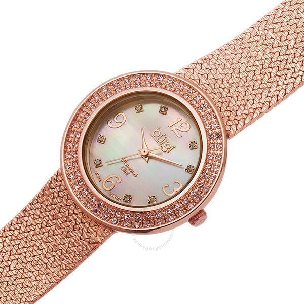 Burgi Pink Mother of Pearl Diamond Dial Ladies Watch BUR097RG - The Watches Men & Co #2