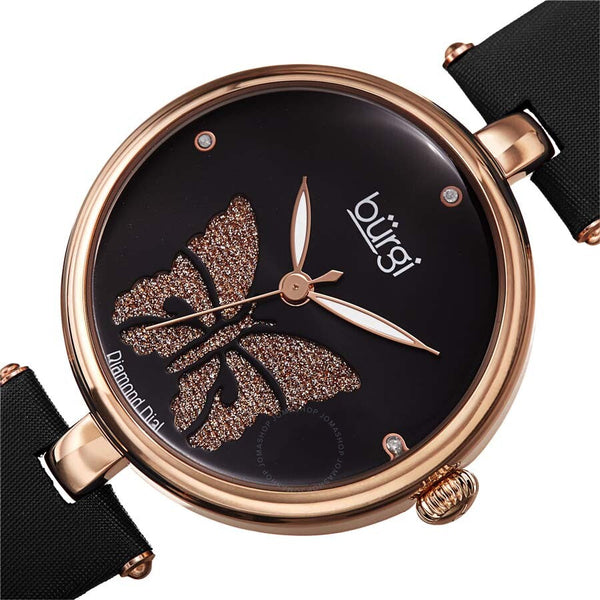 Burgi Pretty Butterfly Diamond Black Dial Ladies Watch BUR233RGBK - The Watches Men & Co #2