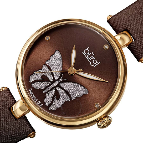 Burgi Pretty Butterfly Quartz Crystal Brown Dial Ladies Watch BUR233BR - The Watches Men & Co #2