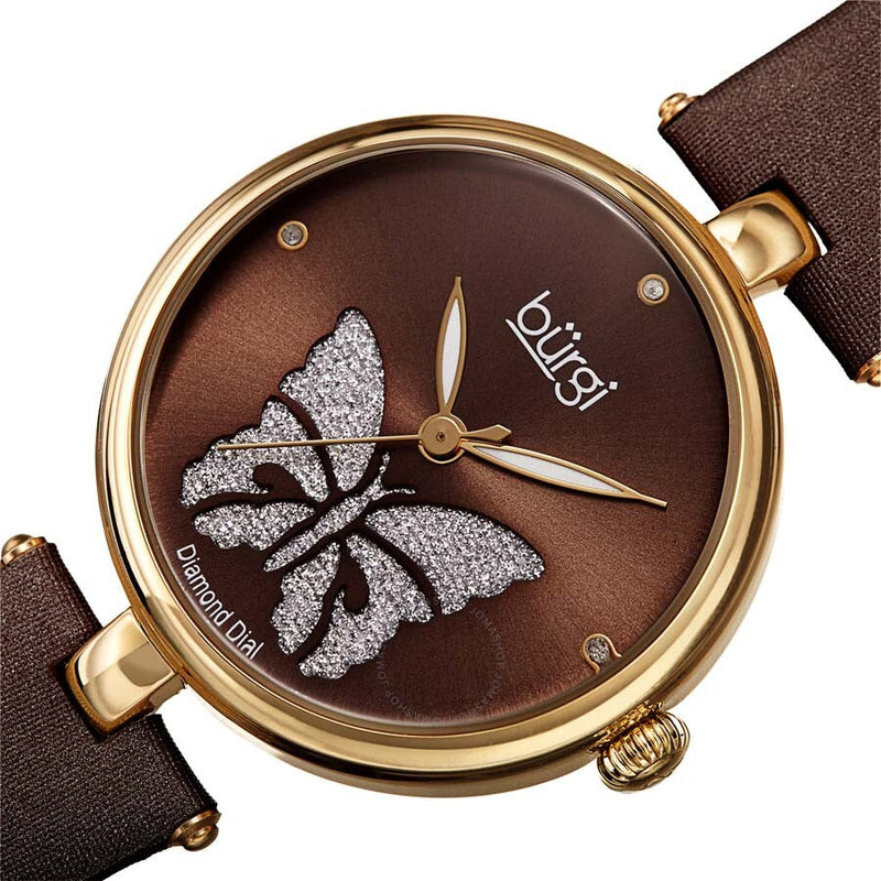Burgi Pretty Butterfly Quartz Crystal Brown Dial Ladies Watch BUR233BR - The Watches Men & Co #2