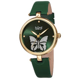 Burgi Pretty Butterfly Quartz Crystal Green Dial Ladies Watch BUR233GN - The Watches Men & Co