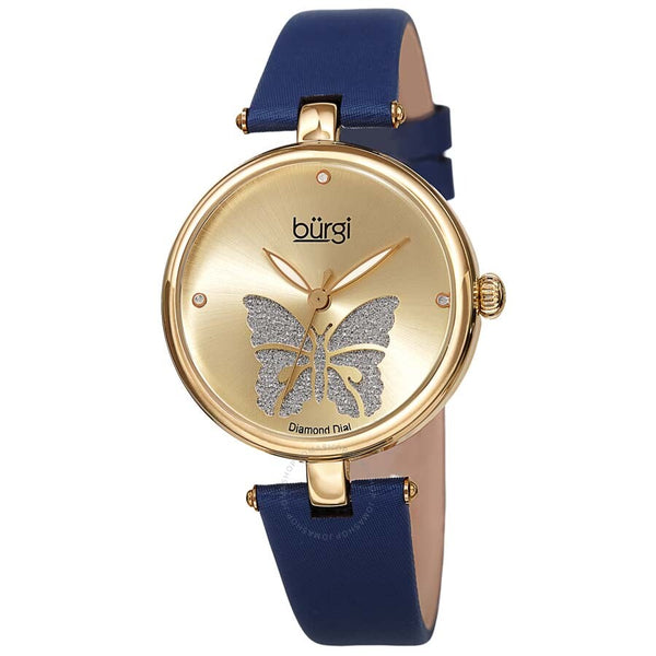 Burgi Pretty Butterfly Quartz Diamond Ladies Watch BUR233YGBU - The Watches Men & Co