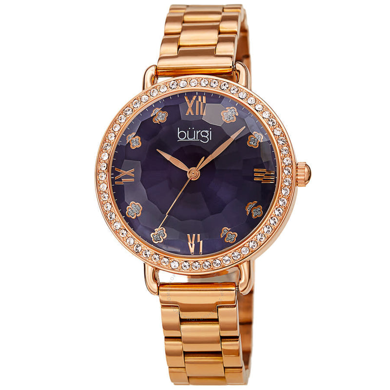 Burgi Quartz Blue Dial Rose Gold-tone Ladies Watch BUR269RGBU - The Watches Men & Co